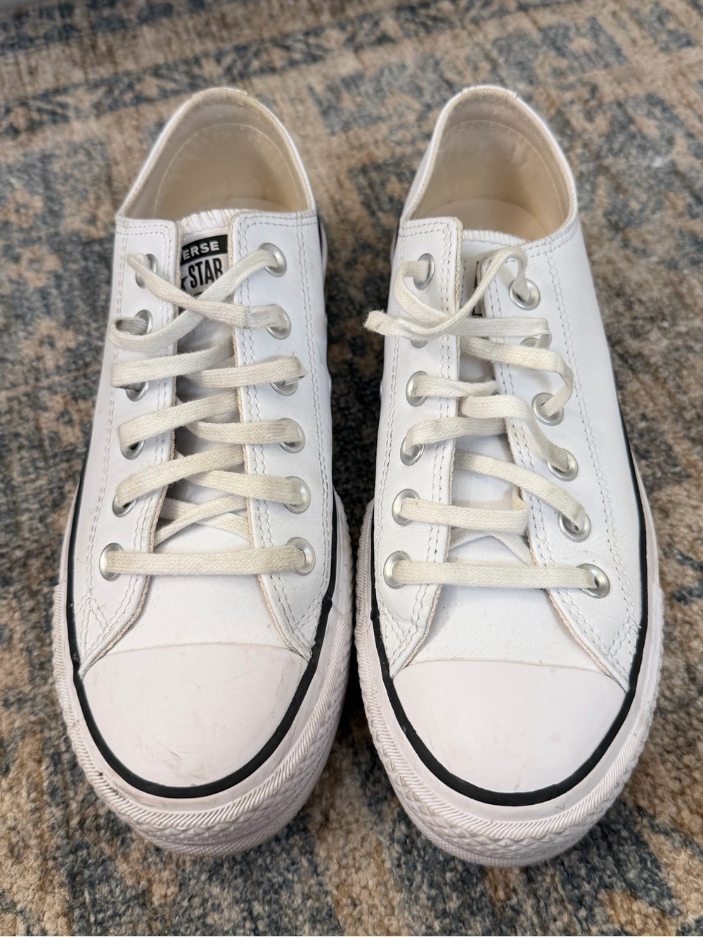 Converse White Leather Low Top Platform Sneaker